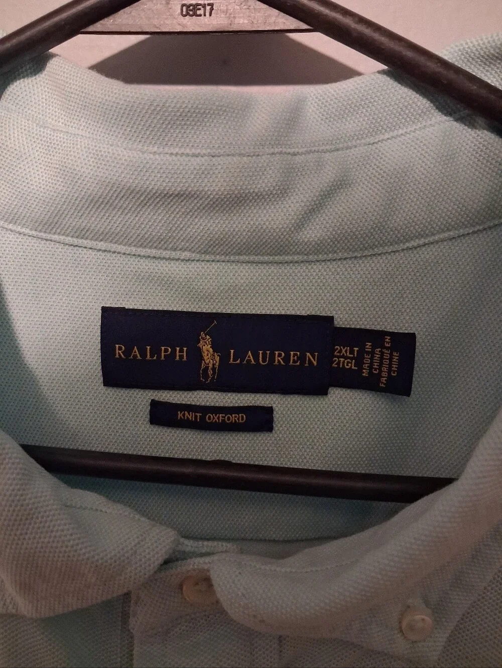 Ralph Lauren Polo Shirt Mens 2XLT Blue Knit Oxford Nautical Embroidered Flags